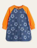 Flower Printed Denim Dress - CCMOM