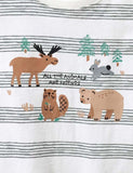 Forest Animal Printed Striped Long Sleeve T-shirt - CCMOM