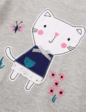 Garden Embroidered Kitten Appliqu¡§| Long Sleeve Dress - CCMOM