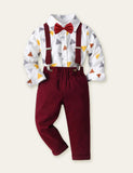 Geometric Pattern Printed Shirt Overalls Party Set - CCMOM
