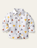 Geometric Pattern Printed Shirt Overalls Party Set - CCMOM