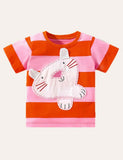 Girl Animal Digital Appliqu¡§| Crew Neck T-shirt - CCMOM