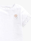 Girl Bee&Flower Embroidered 100% Cotton Ruffle T-shirt - CCMOM