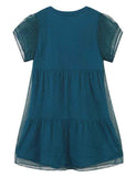 Girl Butterfly Decor Mesh Cuffs Casual Dress - CCMOM