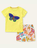 Girl Butterfly Short Sleeve Suit