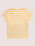 Girl Flower Embroidered Short Sleeves Stripe Tee - CCMOM