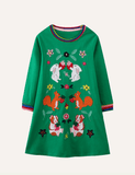 Girl Long Sleeve Embroidered Dress - CCMOM
