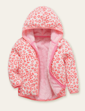 Girls' Printed Polar Fleece Zipper Design Hooded Jacket - CCMOM