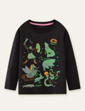 Glowing Animal Printed Long Sleeve T-shirt - CCMOM
