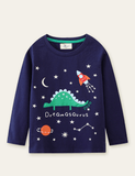 Glowing Dinosaur Rocket Printed Long Sleeve T-shirt - CCMOM