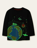Glowing Space Astronaut Printed Long Sleeve T-shirt - CCMOM