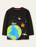 Glowing Space Astronaut Printed Long Sleeve T-shirt - CCMOM
