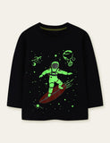 Glowing Space Astronaut Printed Long Sleeve T-shirt - CCMOM