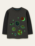 Glowing Space Astronaut Printed Long Sleeve T-shirt - CCMOM
