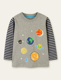 Glowing Space Astronaut Printed Long Sleeve T-shirt - CCMOM