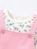 Guinea Pig Flower Embroidered Strap Dress + Long Sleeve T-shirt - CCMOM
