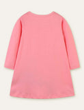 Horse and Bird Appliqu¨¦ Long Sleeve Dress - CCMOM