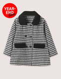Houndstooth Woolen Coat - CCMOM