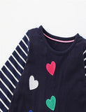 Kitten Appliqu¡§| Love Embroidered Long Sleeve Dress - CCMOM