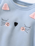Kitten Embroidery Velvet Thicken Sweatshirt - CCMOM
