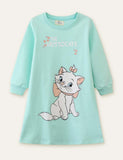 Kitten Printed Long Sleeve Dress - CCMOM