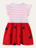 Ladybug Striped Appliqu¡§| Dress - CCMOM