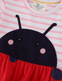 Ladybug Striped Appliqu¡§| Dress - CCMOM