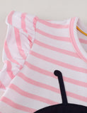 Ladybug Striped Appliqu¡§| Dress - CCMOM