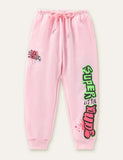 Letter Excavator Printed Sweatpants - CCMOM