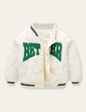 Letter Printed Baseball Jacket - CCMOM