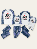 Letter Printed Blue Stitching Family Matching Pajamas