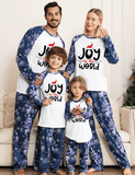 Letter Printed Blue Stitching Family Matching Pajamas - CCMOM