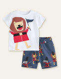 Lion Appliqu¡§| Zebra Printed Set - CCMOM
