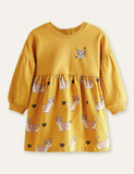 Lively Puppy Printed Long-Sleeved Dress - CCMOM