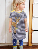 Lovely Mouse Appliqu¡§| Striped Short Sleeve Toddler Dress - CCMOM
