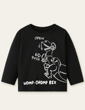 Mechanical Dinosaur Printed Long-Sleeved T-shirt - CCMOM