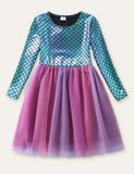 Mermaid Mesh Long Sleeve Party Dress - CCMOM