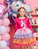 Mermaid Printed Rainbow Mesh Party Dress - CCMOM