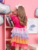 Mermaid Printed Rainbow Mesh Party Dress - CCMOM