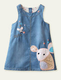 Mouse Appliqu¨¦ Denim Vest Dress - CCMOM