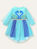 Peacock Printed Mesh Party Dress - CCMOM