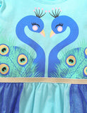 Peacock Printed Mesh Party Dress - CCMOM