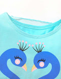 Peacock Printed Mesh Party Dress - CCMOM
