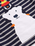 Penguin and Polar Bear Appliqu¡§| Striped T-shirt - CCMOM