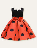 Polka Dot Bow Sleeveless Party Dress - CCMOM