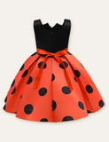 Polka Dot Bow Sleeveless Party Dress - CCMOM