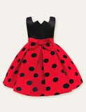 Polka Dot Bow Sleeveless Party Dress - CCMOM