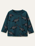 Polka Dot Dinosaur Printed Long-Sleeved T-shirt - CCMOM