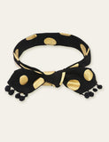 Polka Dot Printed Fur Ball Hair Band - CCMOM