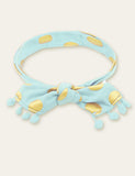 Polka Dot Printed Fur Ball Hair Band
